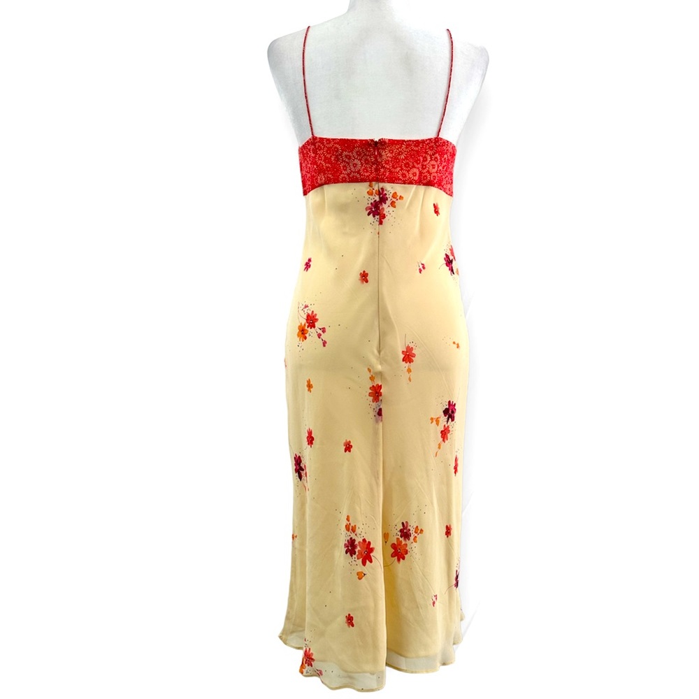 Vintage 90’s Ann Taylor 100% Silk Midi Spaghetti Strap Floral Dress - Picture 3 of 5